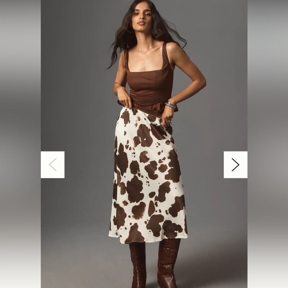 Anthropologie The Tilda Midi Slip Skirt XS Medium Color: Cow NWT